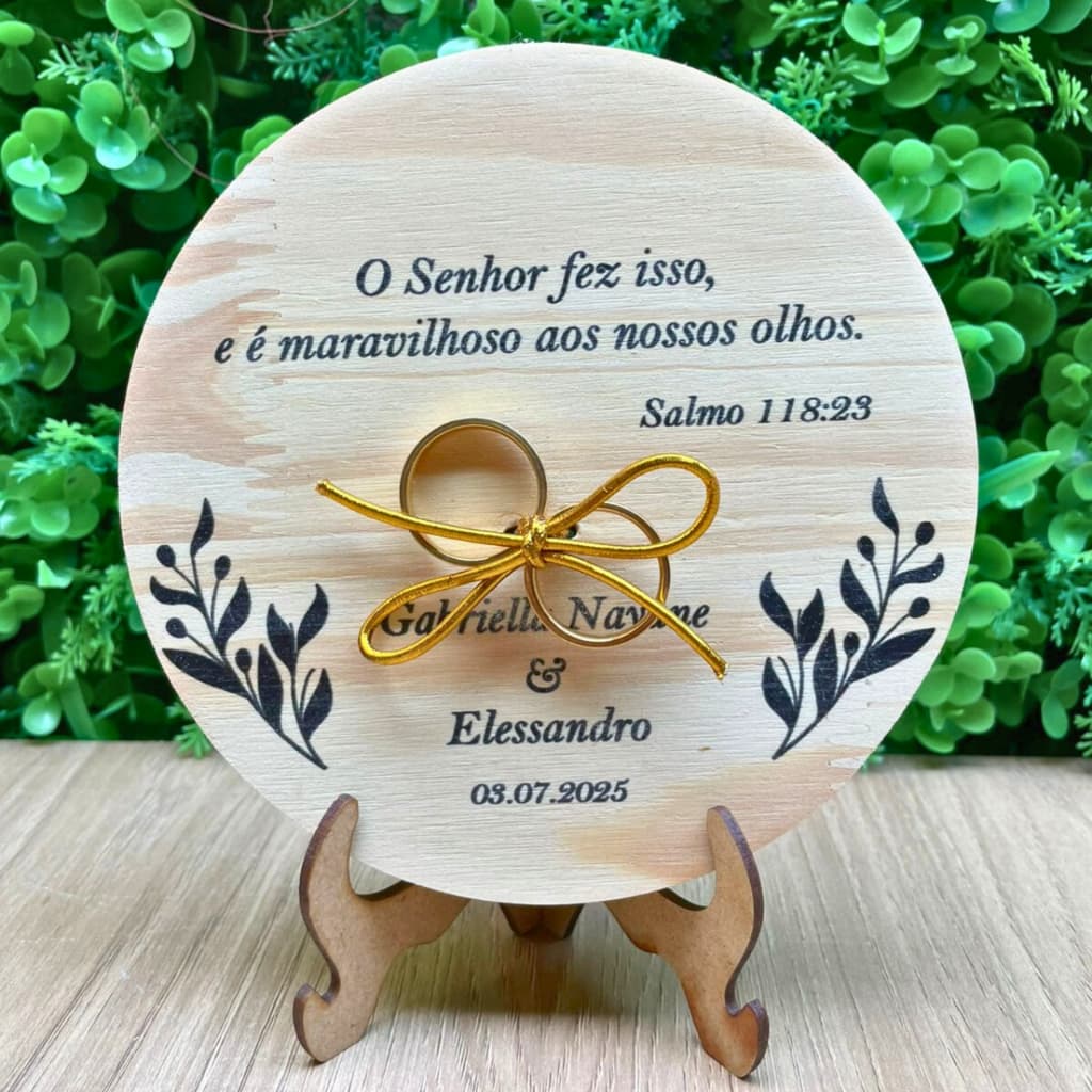 Guirlanda Natal em Madeira Pinus 15cm com Suporte para Decoração