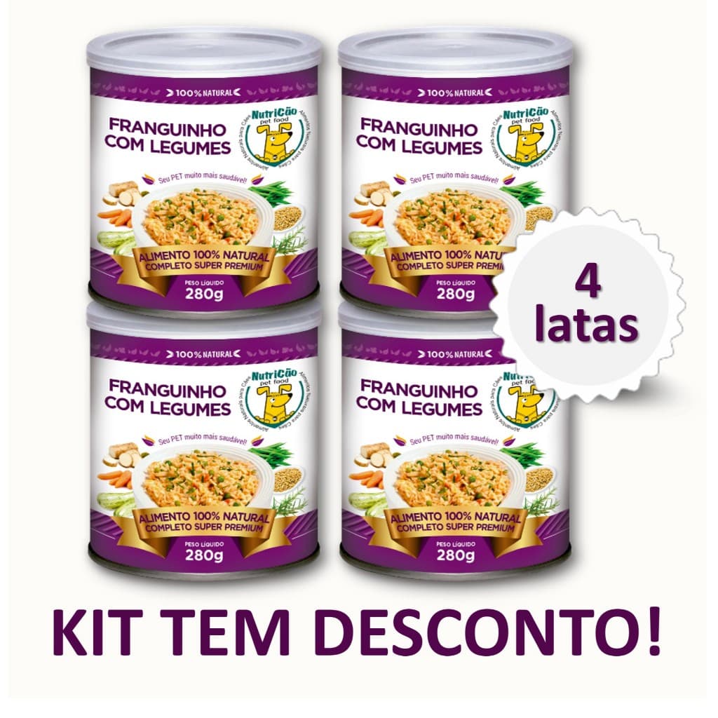 Kit Delícia Ração Úmida NutriCão Pet Food para Cães Franguinho com Legumes Alimento Natural