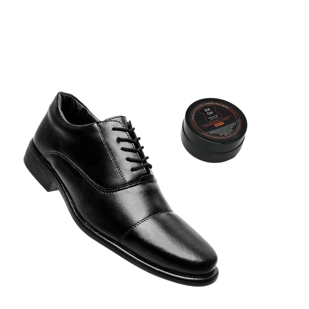 Sapato Militar Social Masculino Couro Liso Colégio Militar Preto Pronta entrega Envio Imediato