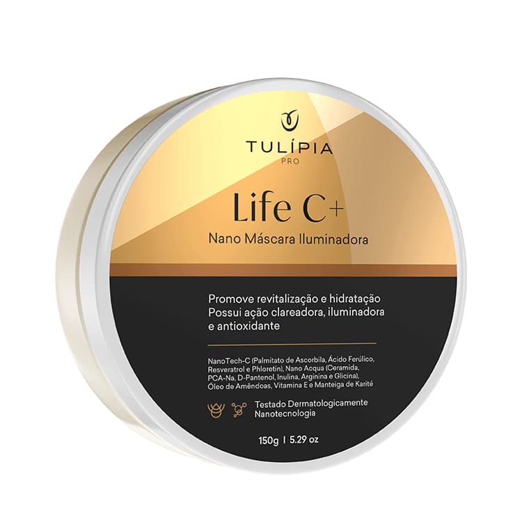 Máscara Iluminadora Rejuvenescedora Vitamina C Iluminadora Pele Macia - Anti Manchas -Life C Tulípia