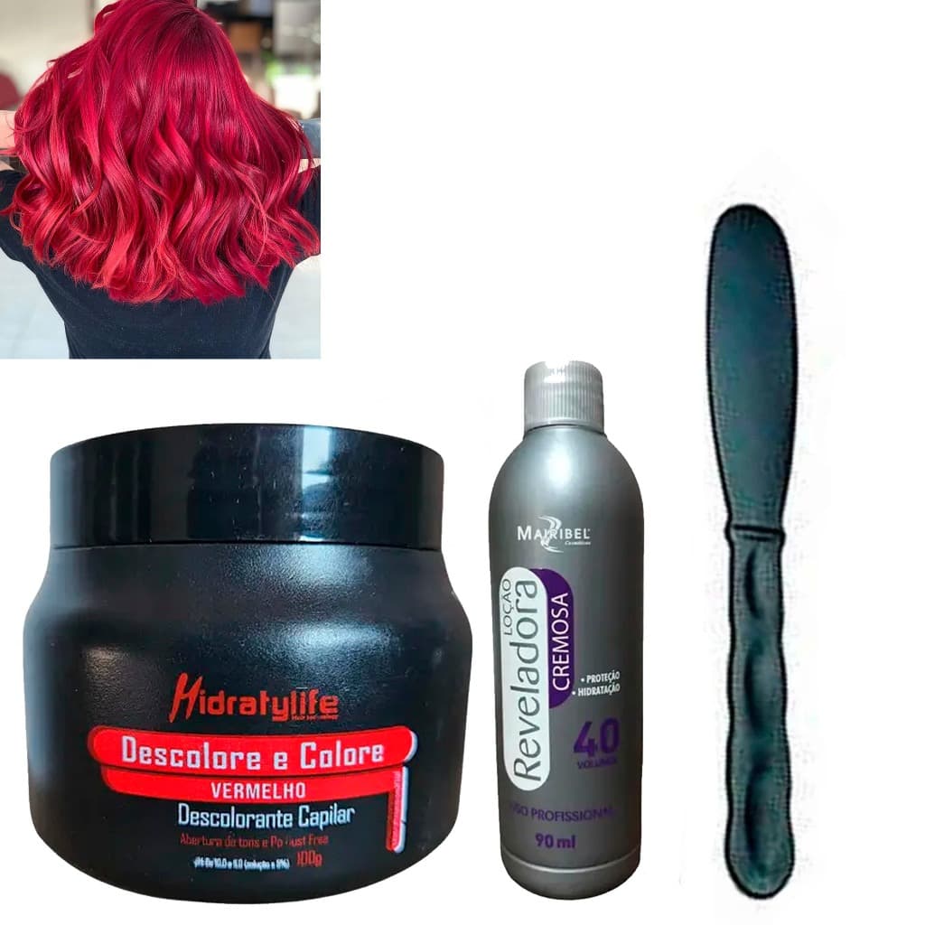 Kit 01 Pó Descolore Red e 01 OX 40Vol. Mairibel/Hidraty 100g