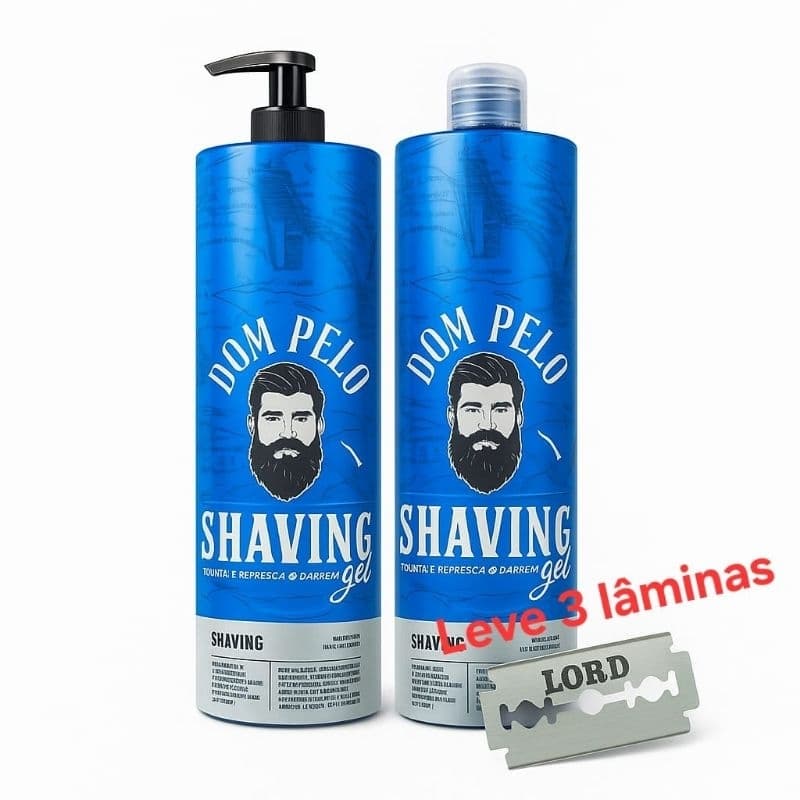 Kit 2 Shaving Gel Dom Pelo 1kg Profissional - Barba Suave Sem Irritações - Envio Imediato