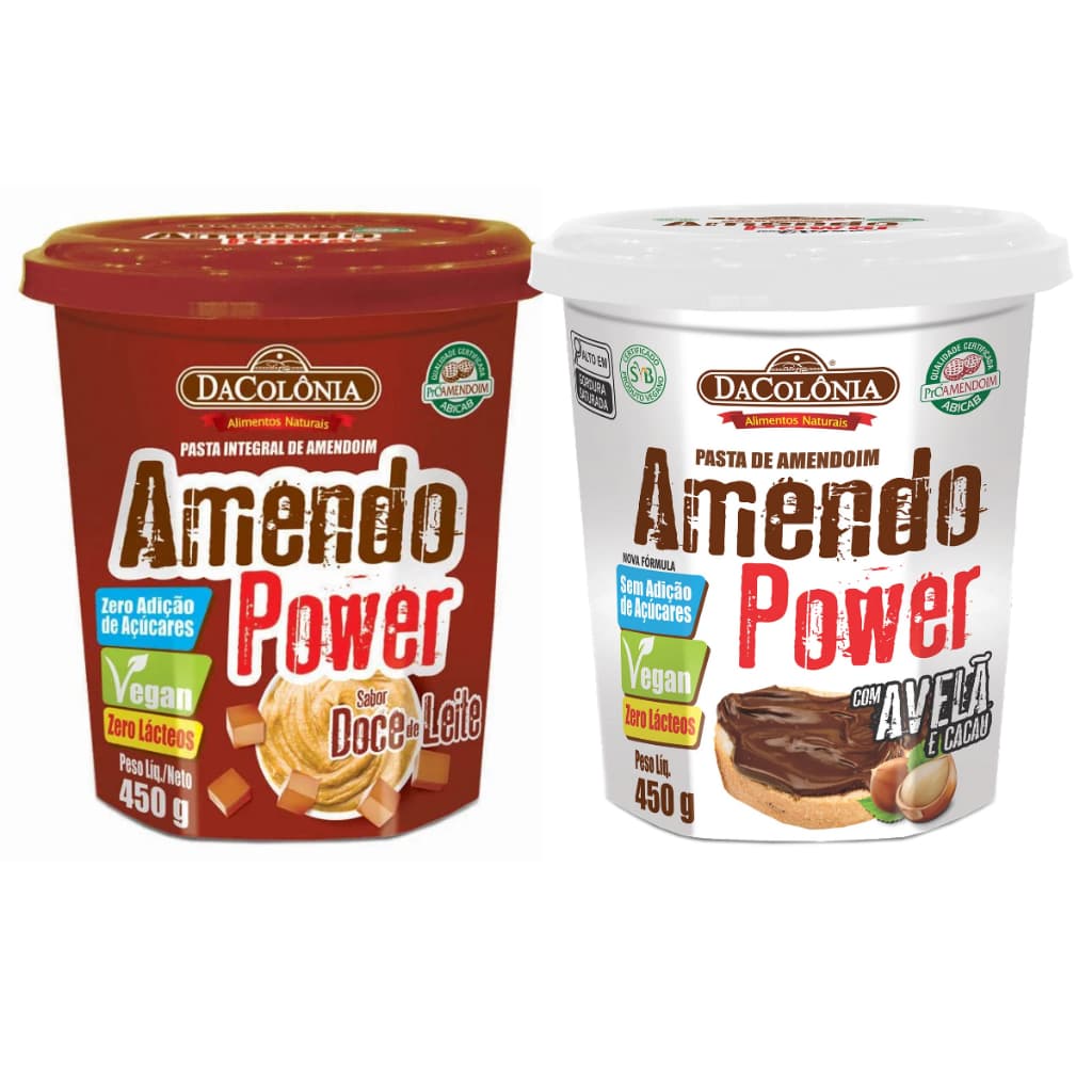 Dacolônia Pasta de Amendoim 450 G Amendo Power Doce de Leite, Com Avelã e Cacau