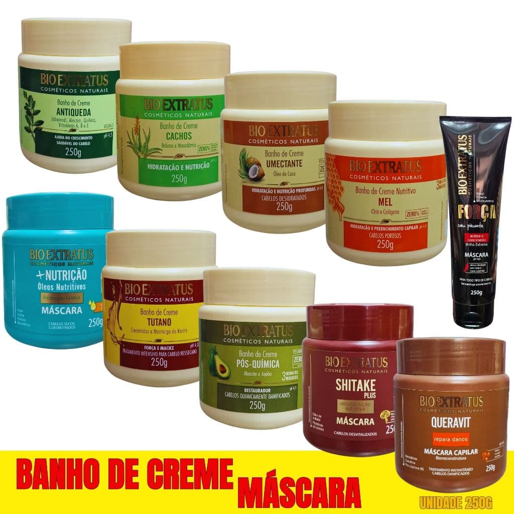 Hidratação Máscara BioExtratus 250g Banho de Creme Cronograma Capilar Nutrição Reconstrução