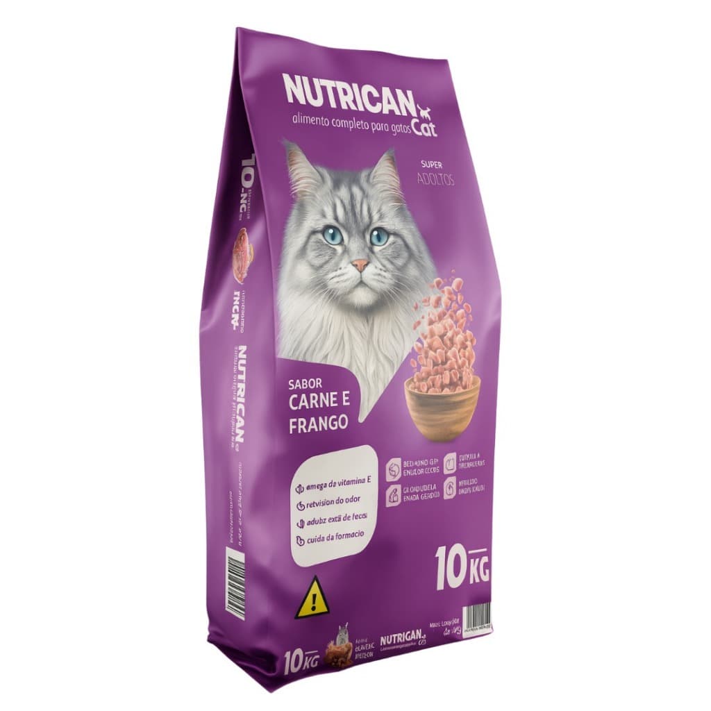 Ração Premium Gatos Adultos Nutrican Cat Carne e Frango 10,1kg