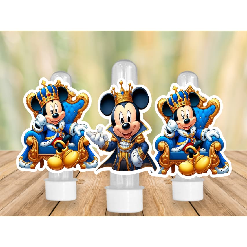 30 a 15 Apliques para Tubete Doces Bolo - Tema MICKEY Realeza - Lembrancinhas Divertidas para Sua Festas