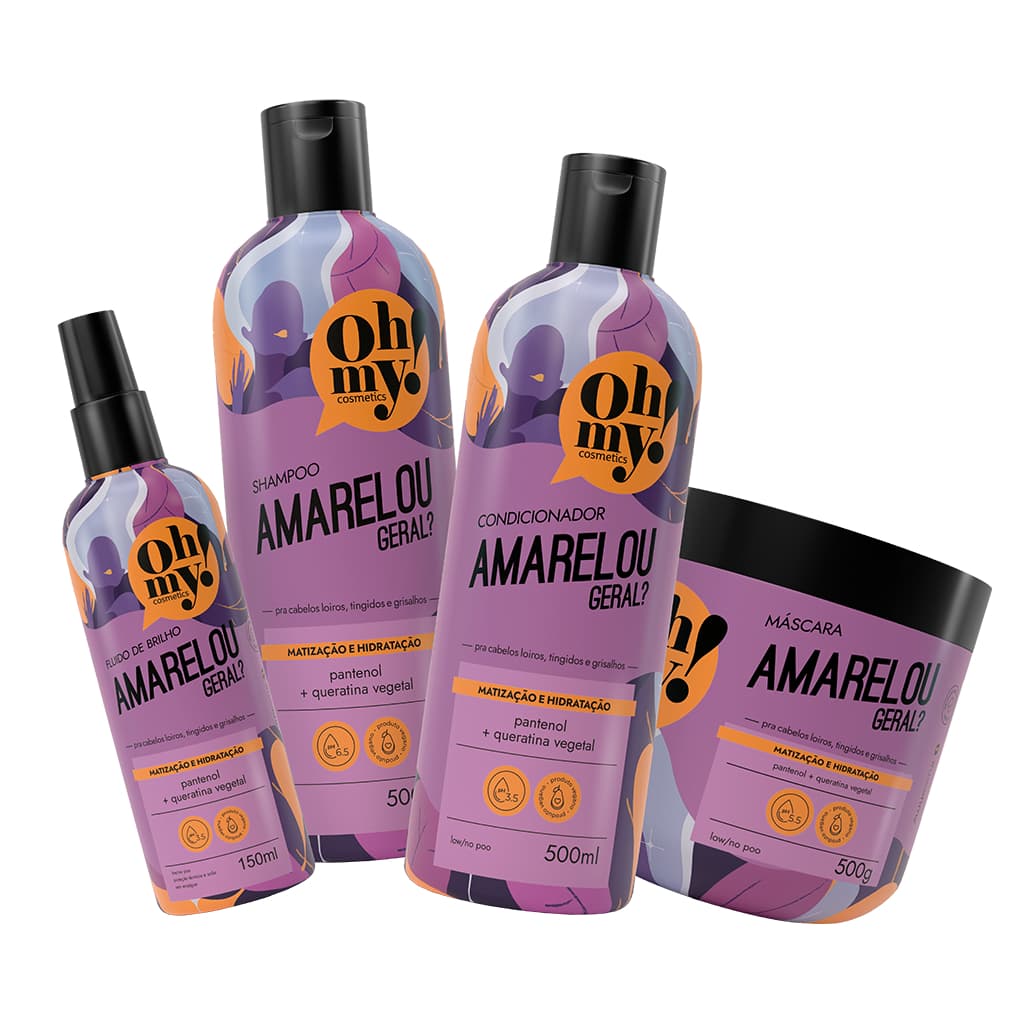 Kit Shampoo Condicionador e Mascara Matizadora 500ml/gr + Finalizador 150ml  Amarelou geral? Oh My!