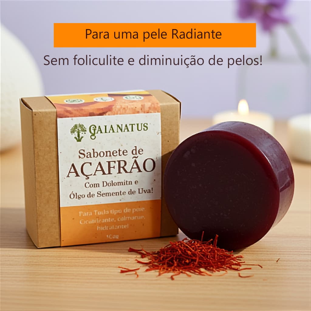 kit 3 Sabonete de Açafrão e Dolomita Depilatório Hidratante Corporal Natural 100g