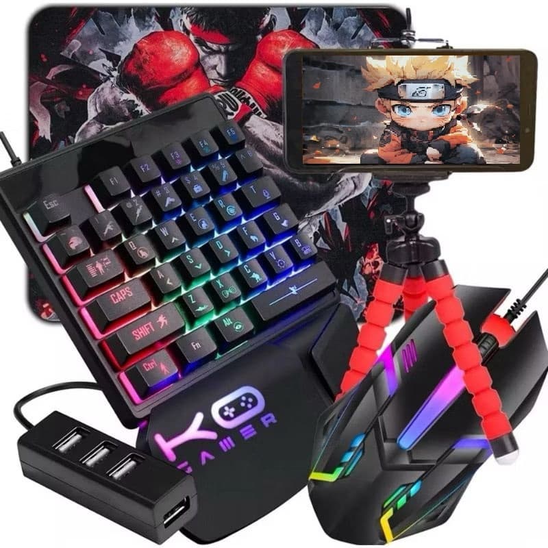 Kit Mobilador Para Celular Completo Hub 3.0 Varios Modelos Teclado Mouse Gamer Mouse Pad Tripe