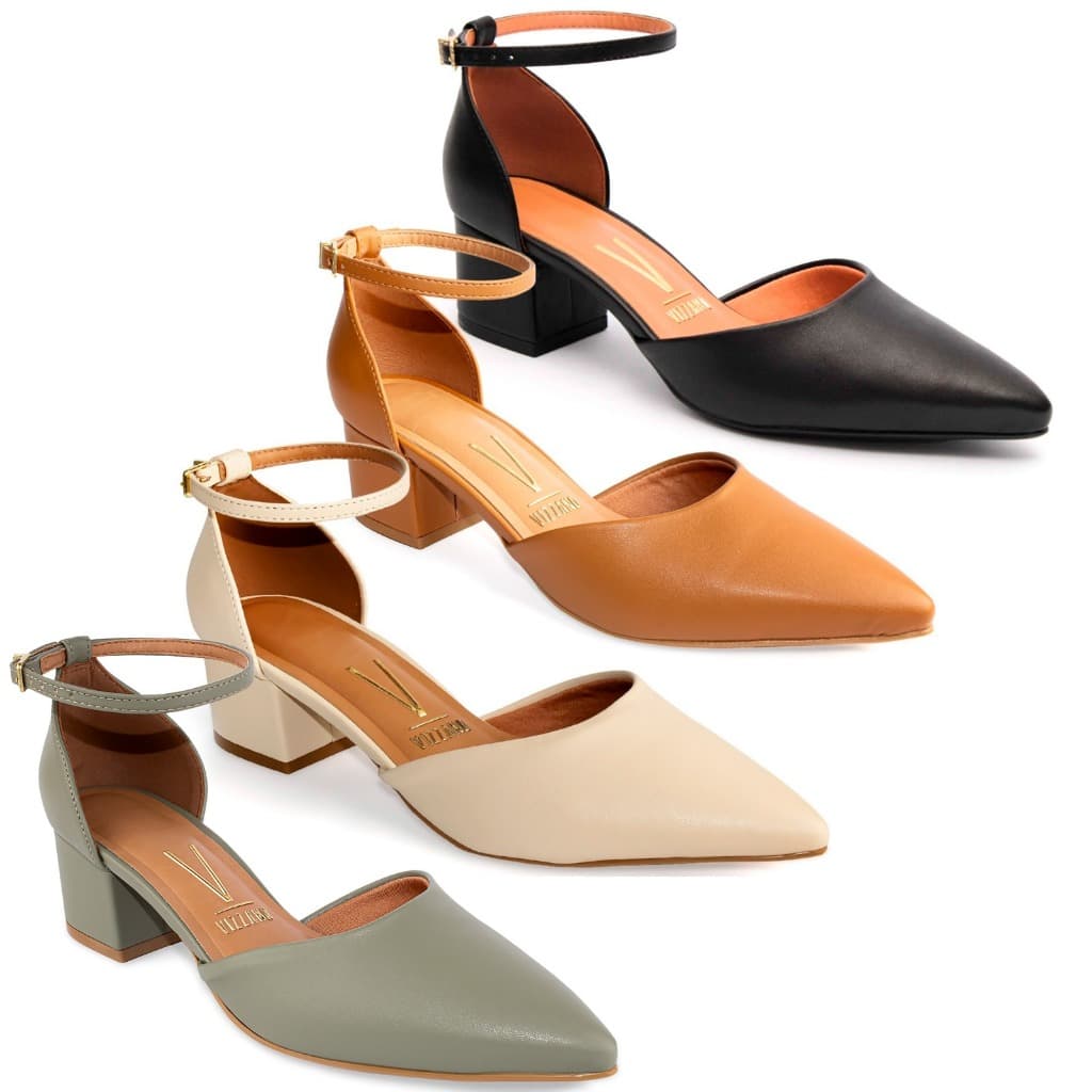 Scarpin Vizzano Salto Médio Bloco Tornozeleira Sapato Feminino 1220.317