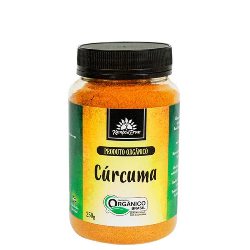 Cúrcuma em Pó Orgânica Certificada 250gr 100% Pura Kampo De Ervas - Açafrão da Terra Natural Vegano