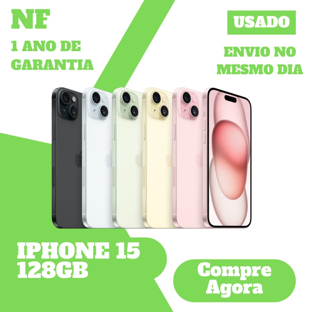 Usado: Apple iPhone 15 128GB 256GB Desbloqueado 1 Ano de Garantia