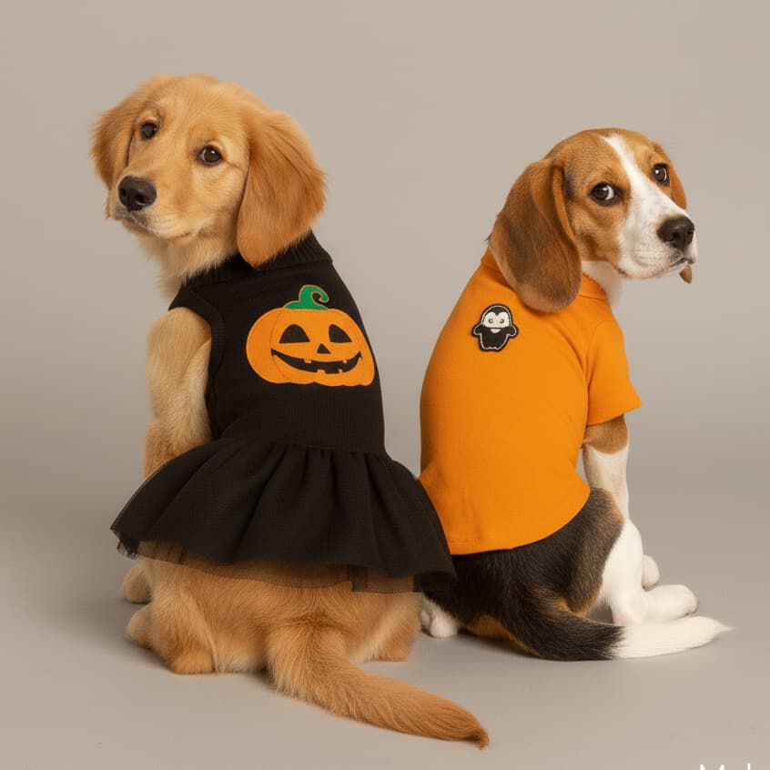 Roupinha Pet Fantasia | Vestido Abóbora Tule ou Camisa Vampiro para Cães