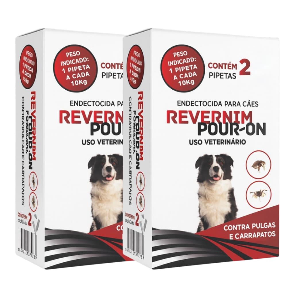 Fipronil 25% 4 Pipetas Revernim – Controle de Pulgas e Carrapatos  para cães e gatos até 10 kg