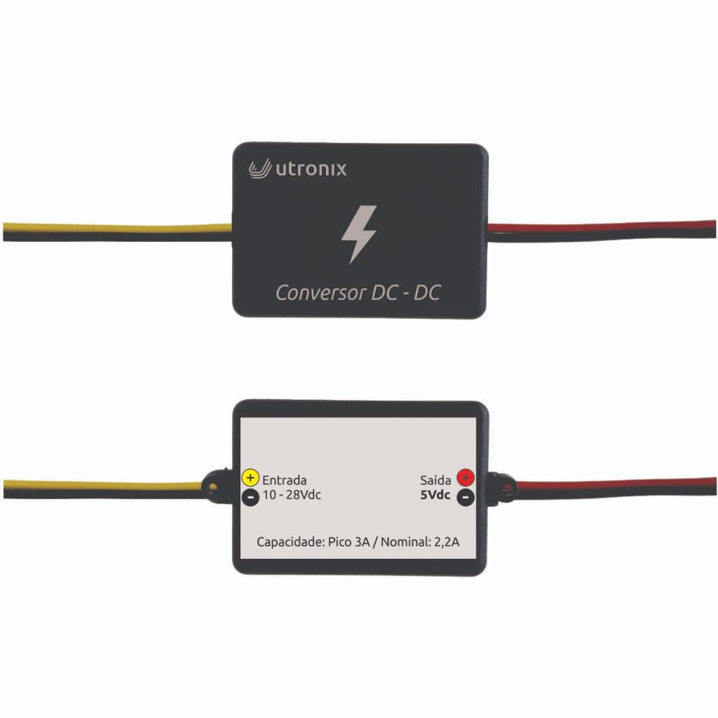 Kit 2 x Conversor de tensão 12V e 24V para 5V 3A universal entrada 12V saida 5V