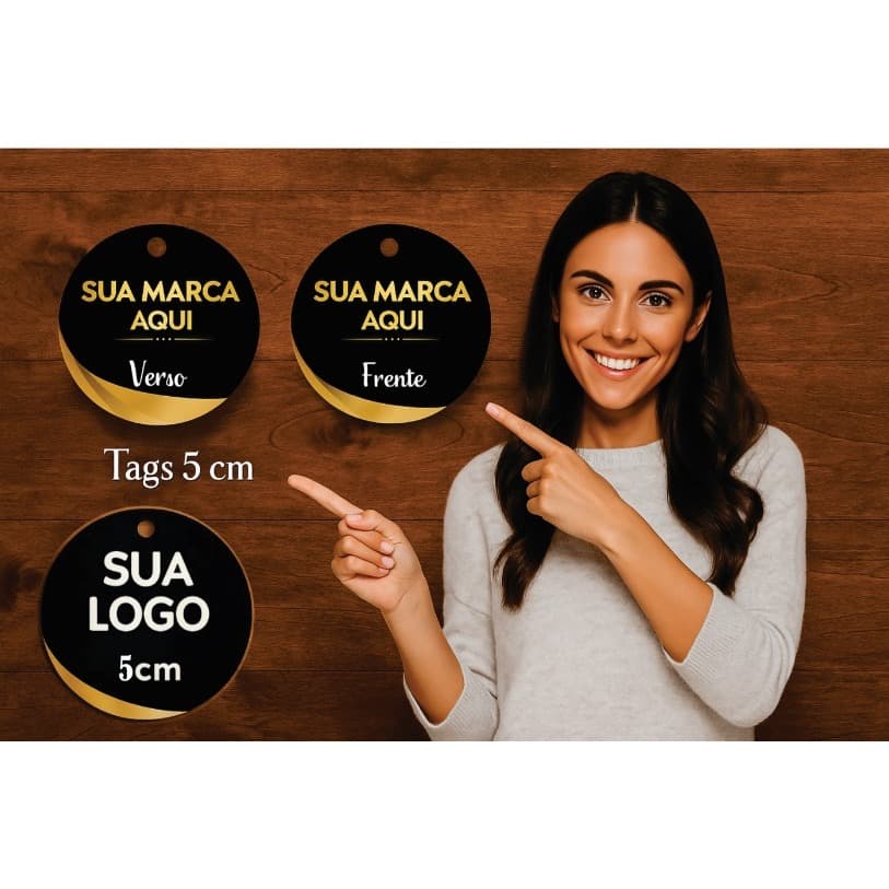 Tag Redonda 5x5cm Personalizada Frente e Verso Alta Qualidade para Lembrancinhas Brindes e Produtos