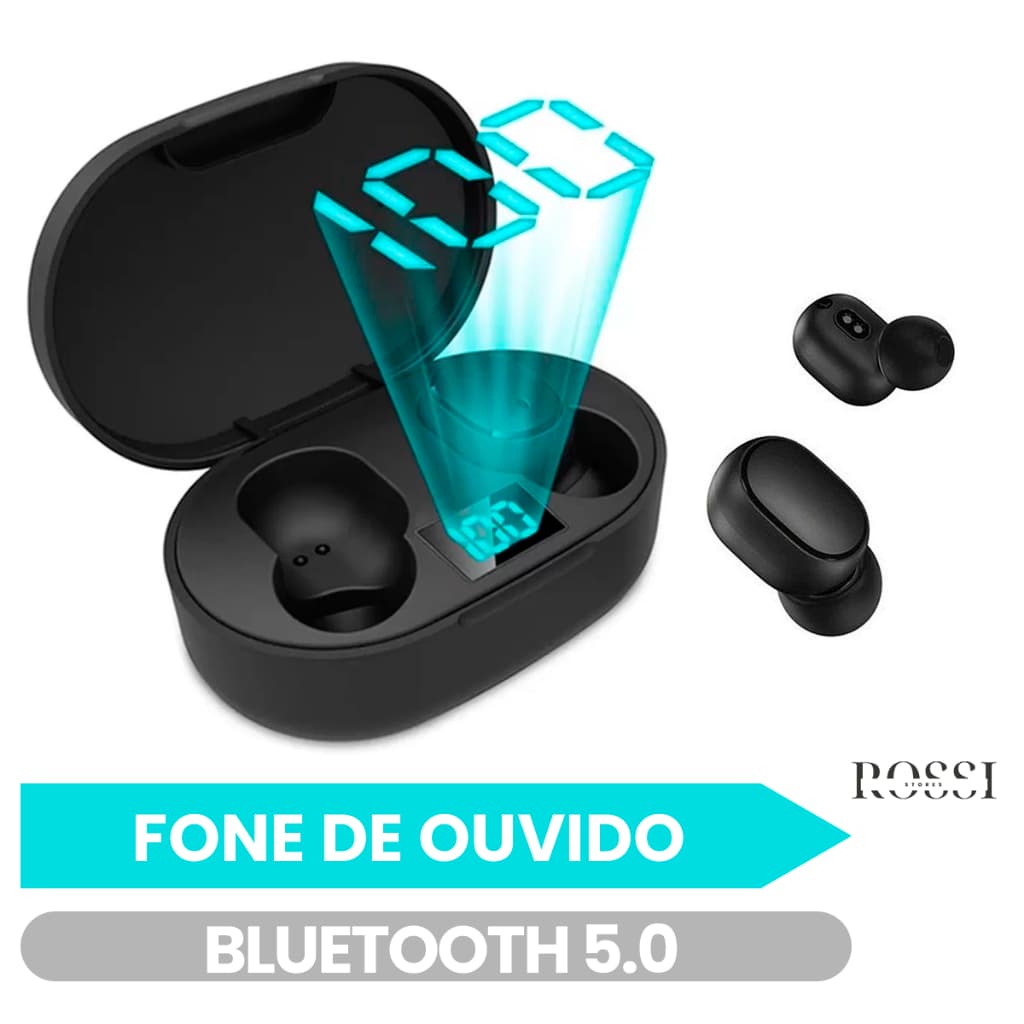 Fone De Ouvido Bluetooth 5.0 Com Tela Sem Fio Recarregavel Portatil Led