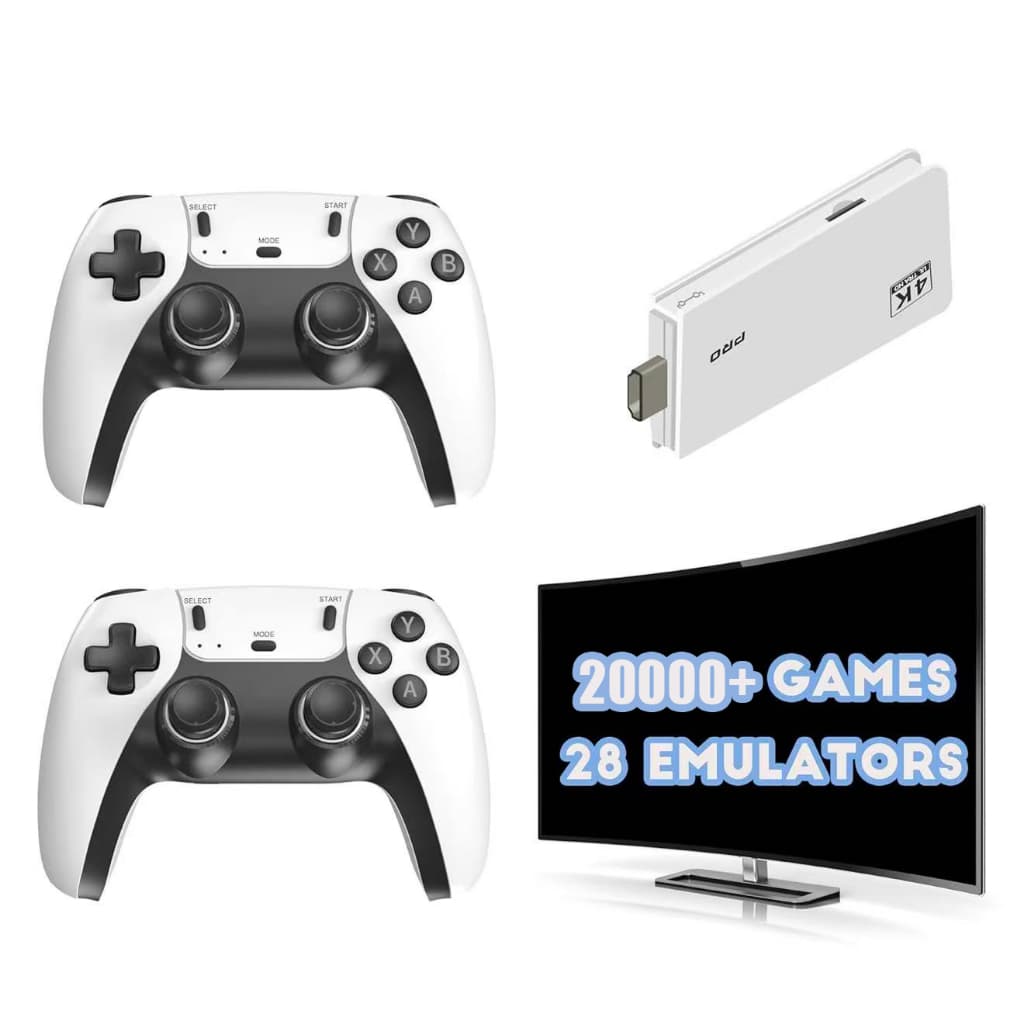 GameStick Retrô Lançamento: 64GB, 20 Mil Jogos Retrô Clássicos e 2 Controles Sem Fio