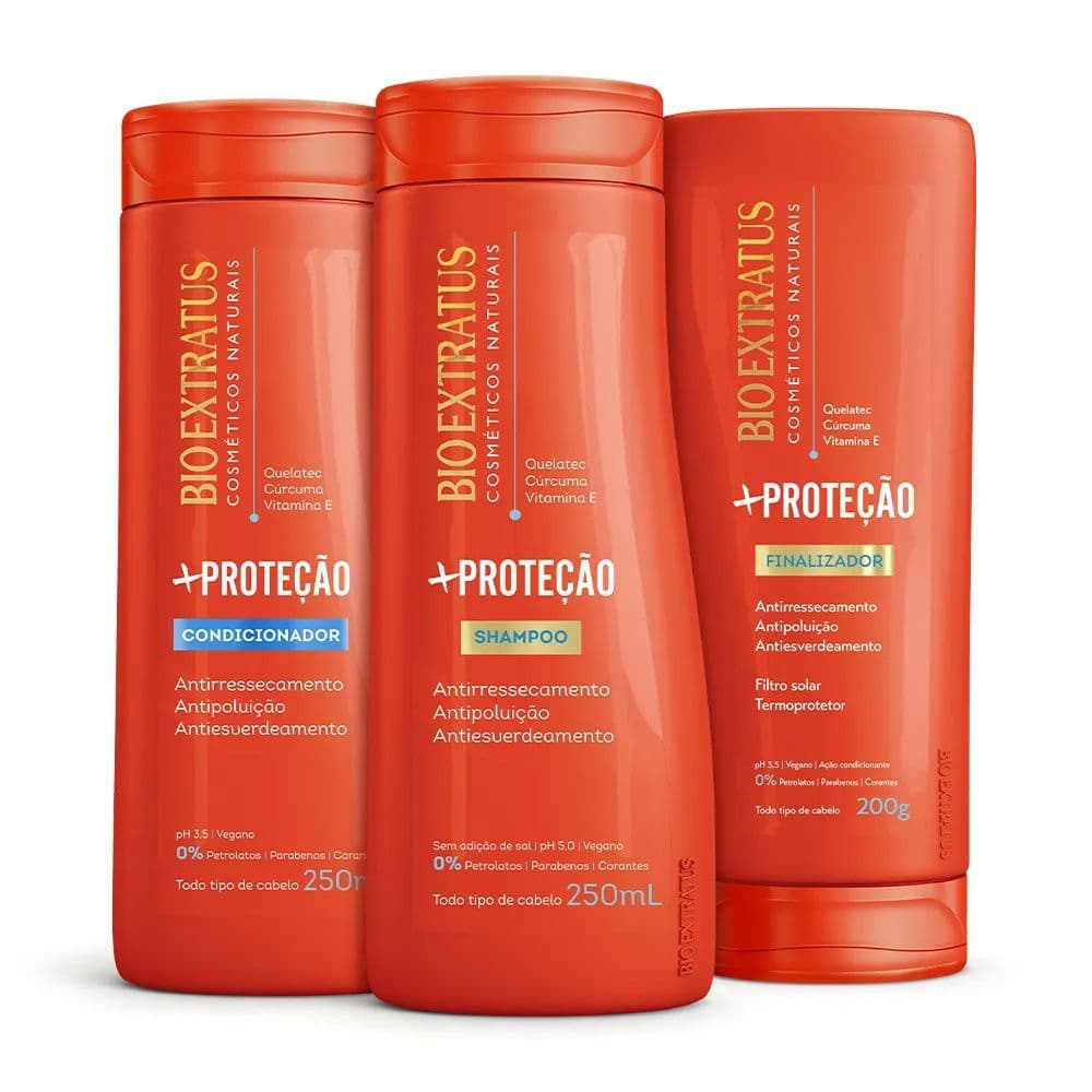 Kit Bio Extratus Mais Proteção (Shampoo + Condicionador + Finalizador) – Antirressecamento e Proteção Solar