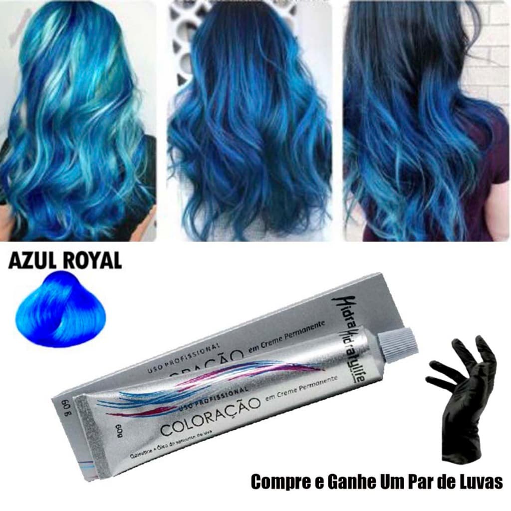 Tinta Coloração Para Cabelo Azul Royal Mairibel Hidraty