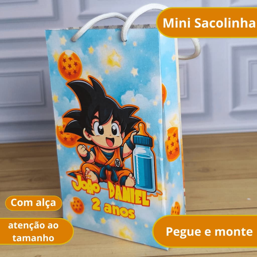 Mini Sacola Surpresa Dragon Ball Baby - Lembrancinha Personalizada - Festa Infantil - Pegue e Monte