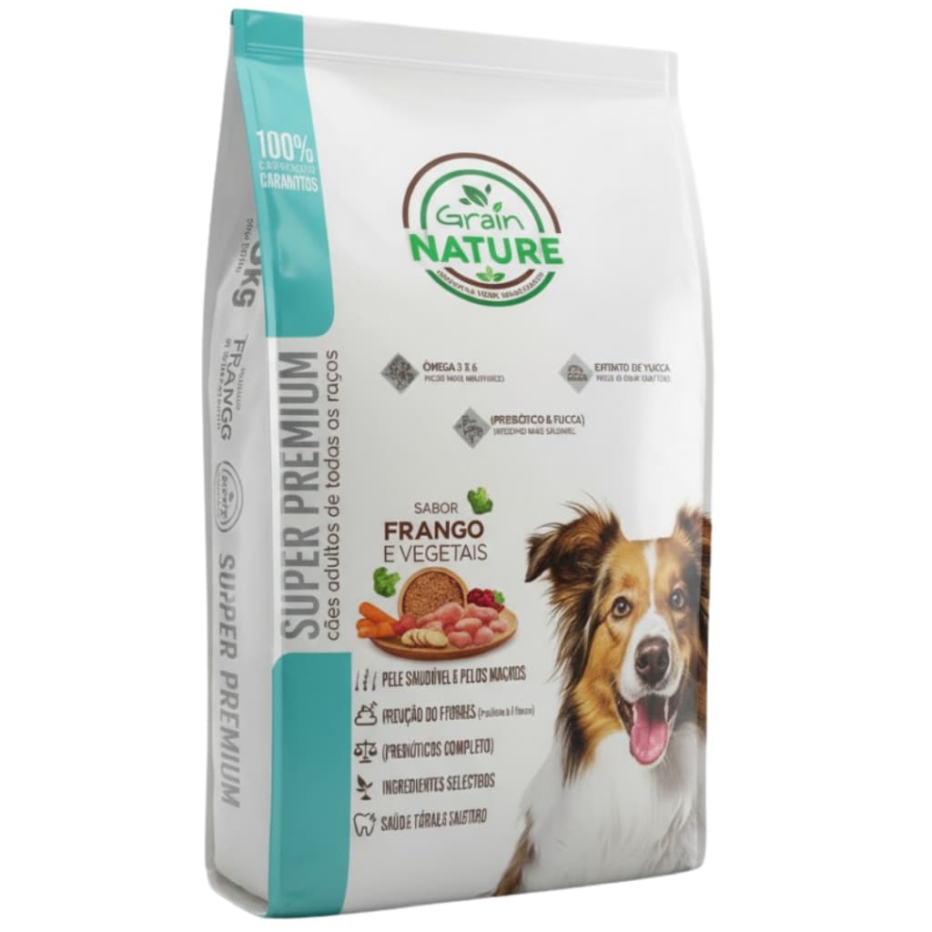 Ração Super Premium Grain Nature Cães Adultos 15kg Frango/Vegetais