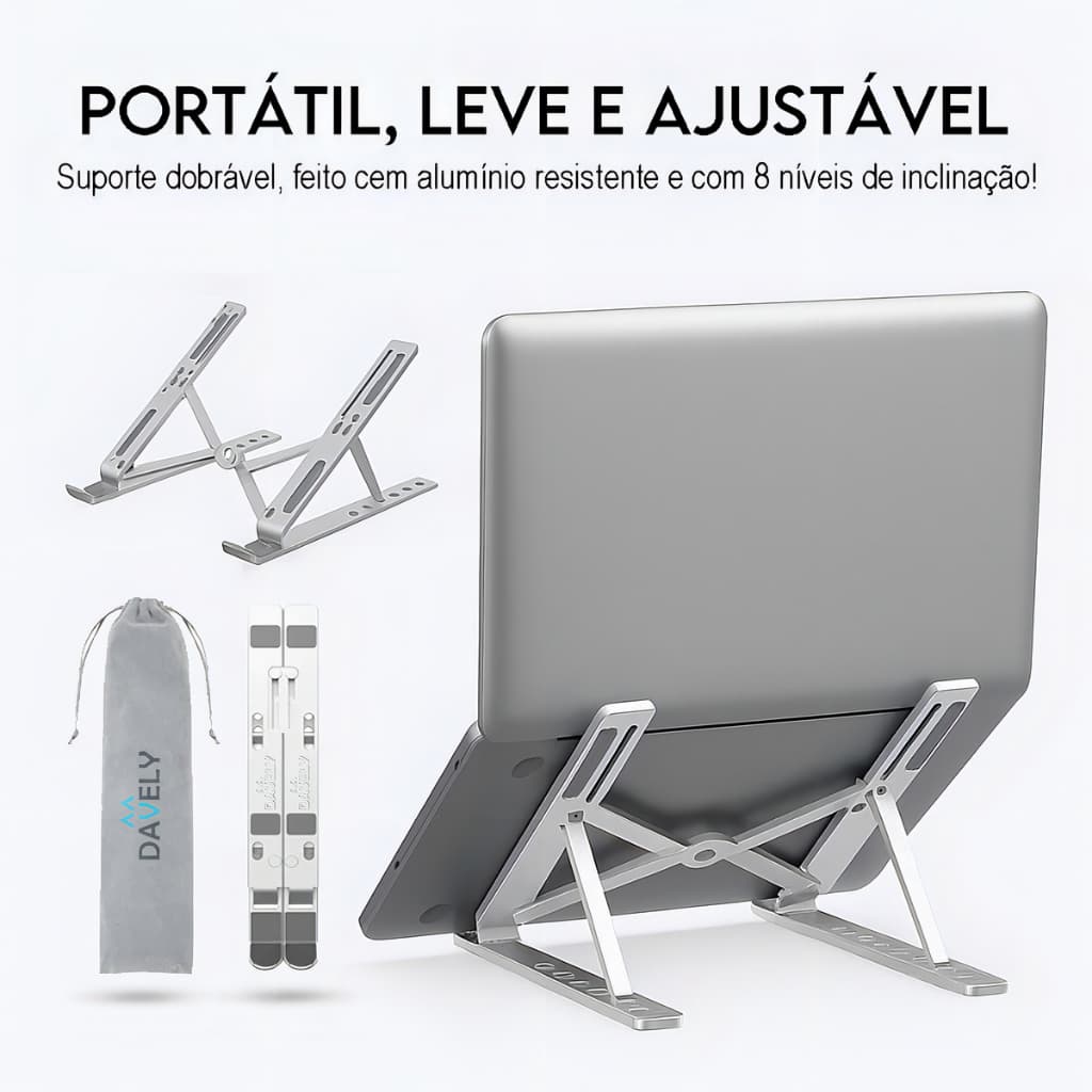 Laptop Suporte Base Notebook Tablet Alumínio Dobrável Portátil