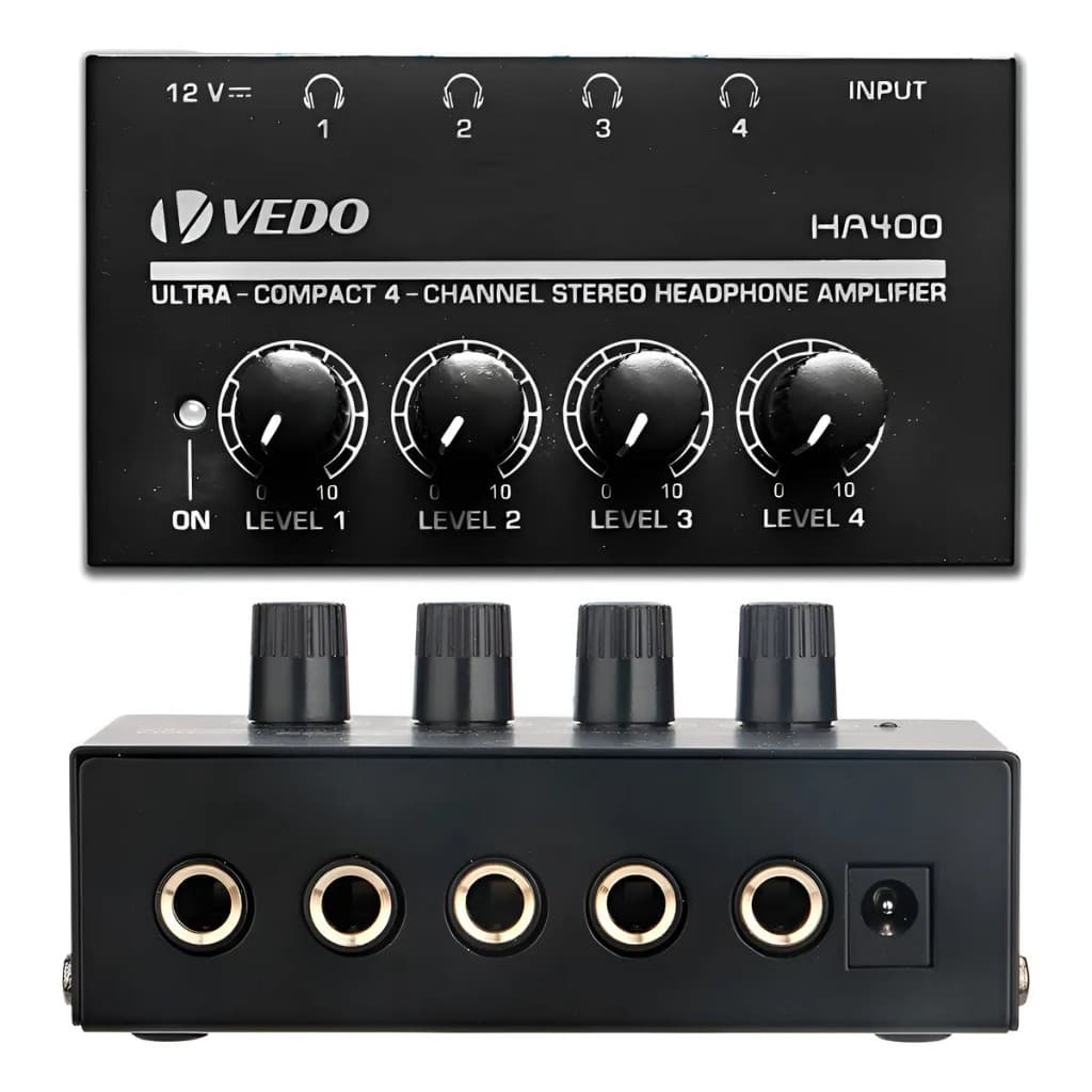 VEDO Amplificador de Fones de Ouvido 4 canais HA400 Amplificador Estéreo De áudio Ultracompacto Com Adaptador