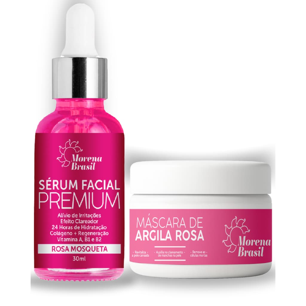 KIT Sérum Rosa Mosqueta + Máscara Hidratante Facial Skin Care | MORENA BRASIL