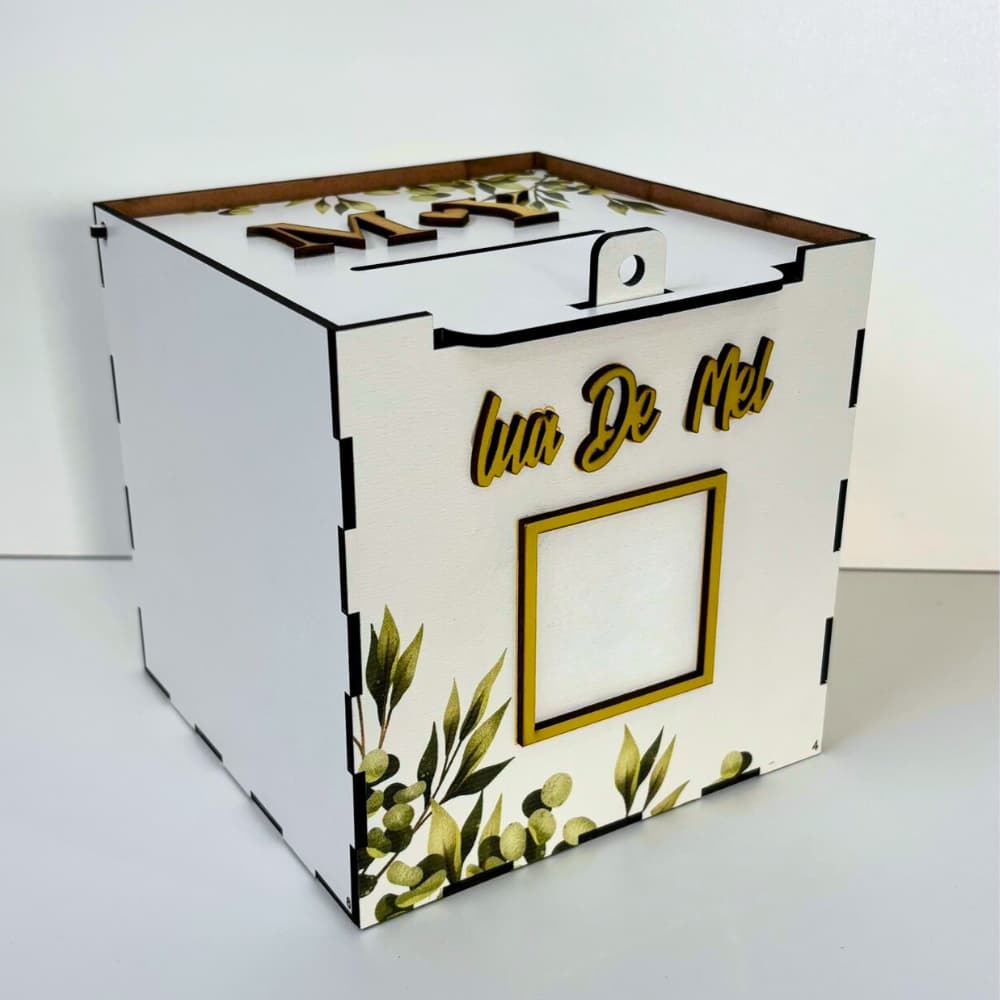 Caixa Pix Personalizada Casamento Operação Lua De Mel Corte Gravata Mdf Oliveiras