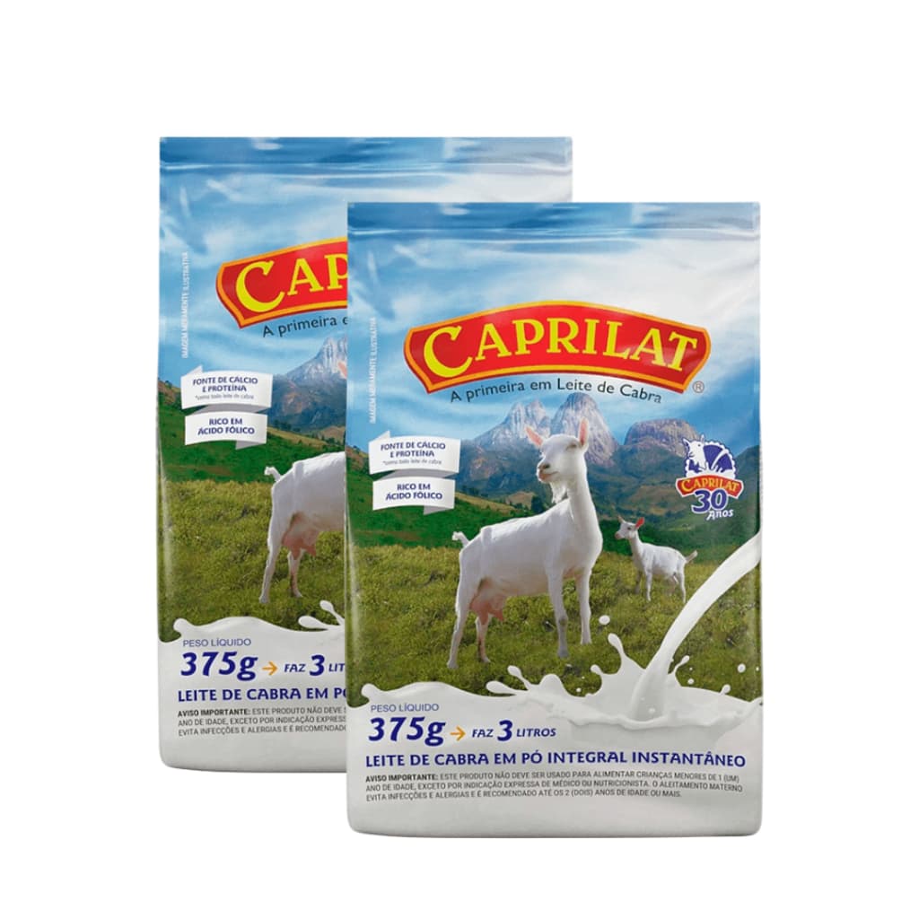 Kit 2 Leite De Cabra Em Pó Integral Caprilat Sachê 375g