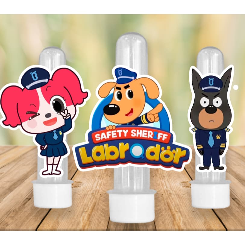 40 Apliques para Tubete Doces Bolo - Detetive Labrador Papillon - Lembrancinhas Divertidas para Sua Festas