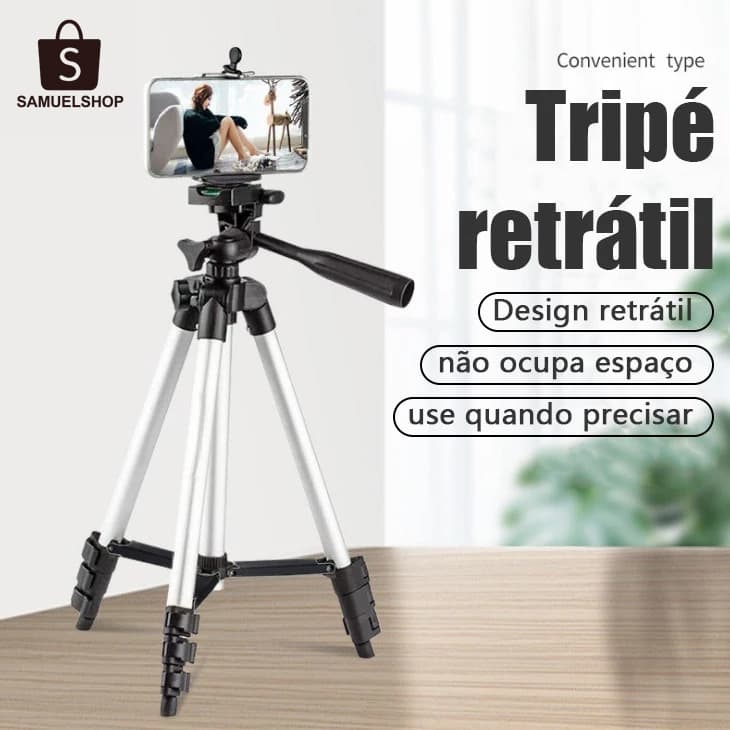 Tripé Universal, com Nível, 1.02m, para Câmera e Celular, Pronta Entrega