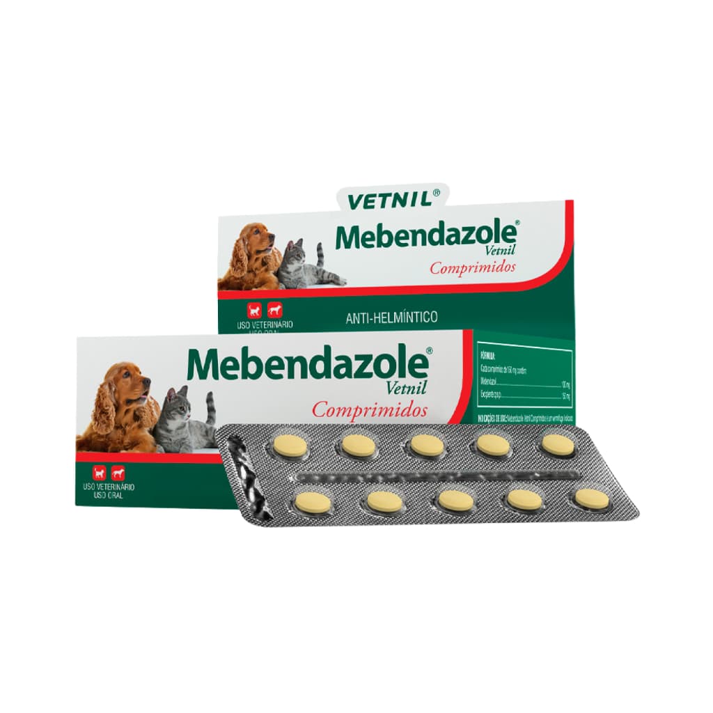 Mebendazole Vetnil 150 mg para Cães e Gatos 10 Comprimidos