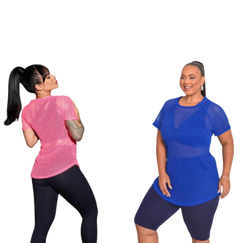 Kit 2 Blusa Long Line Arrastão Tampa Frente e Costa Alongada Feminina Fitnes Academia Caminhada Plus Size