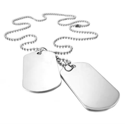 Colar Militar Dog Tag  em Aço Inox 316L