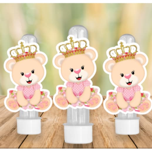 Apliques para Tubete Doces Bolo - Tema CHÁ DE BEBE URSINHA PRINCESA - Lembrancinhas Divertidas para Sua Festas