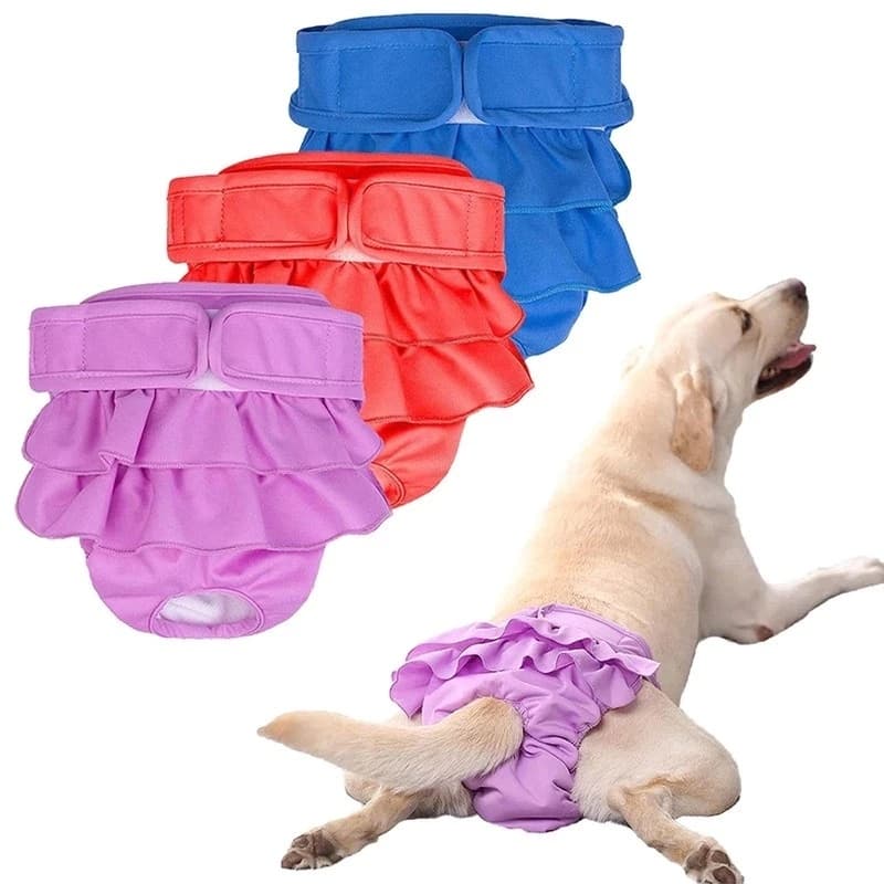 Calça Fisiológica Para Cachorro À Prova D'água Reutilizável - Para Cachorra Fêmea Tamanhos Diversos Fralda Impermeável