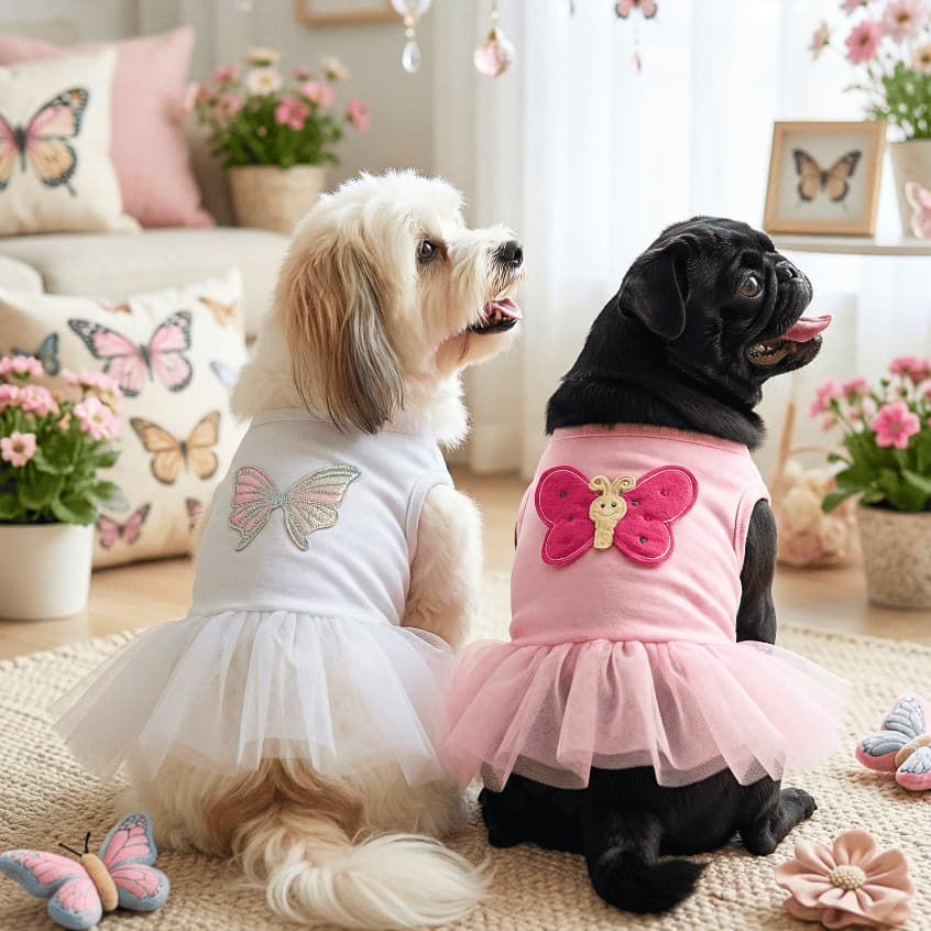 Vestido Fantasia Pet Fada Borboleta com Saia de Tule | Verão Elegante