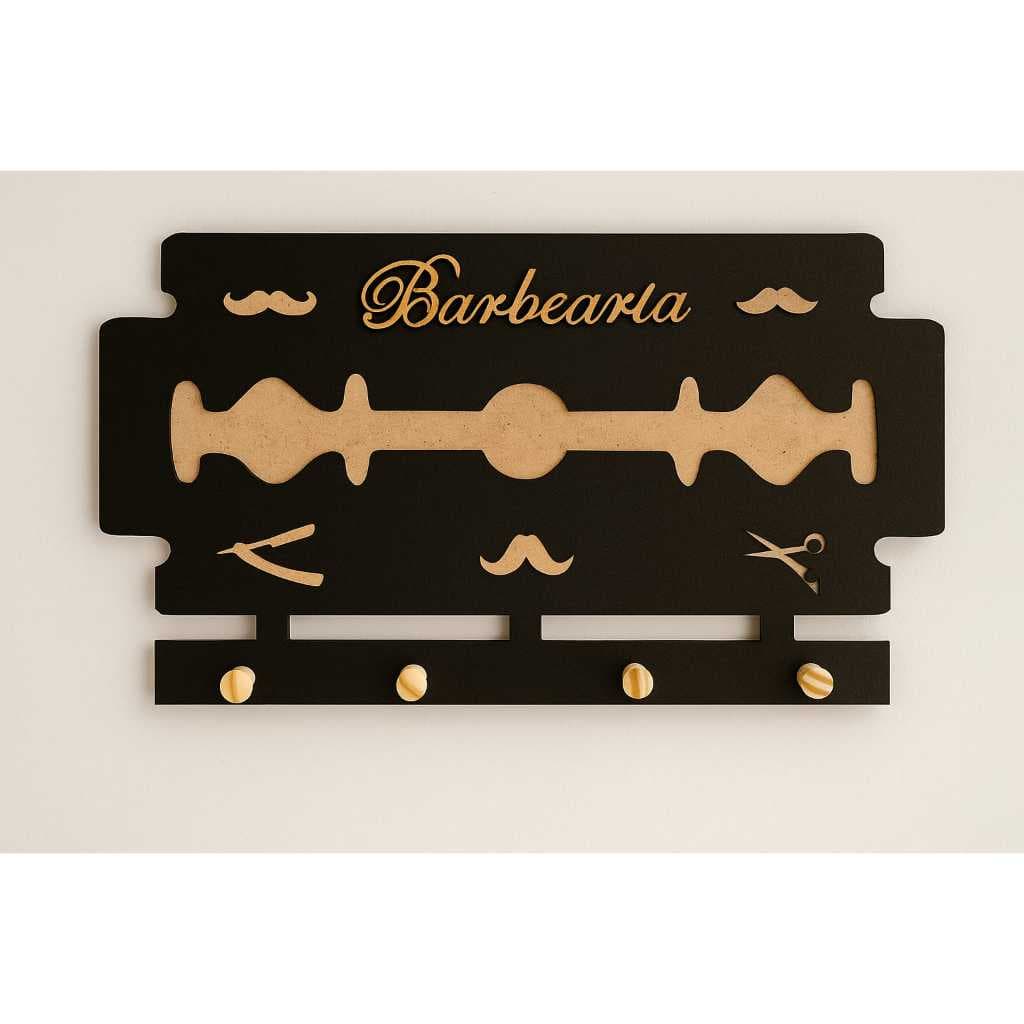 Decoração Suporte Cabide Para Capas De Corte De Barbearia cabeleleiro Mdf Barber