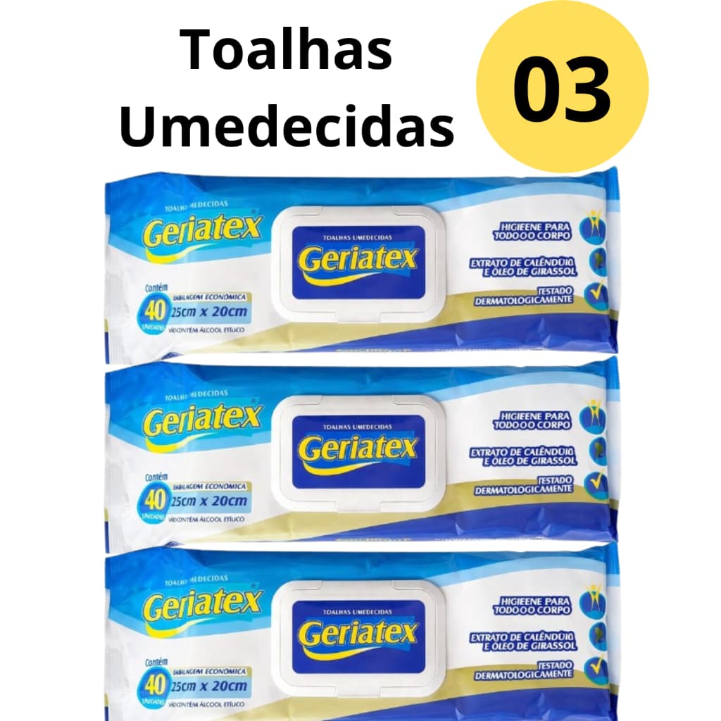 Toalhas Umedecidas Adulto Geriatex Promoção 3uni