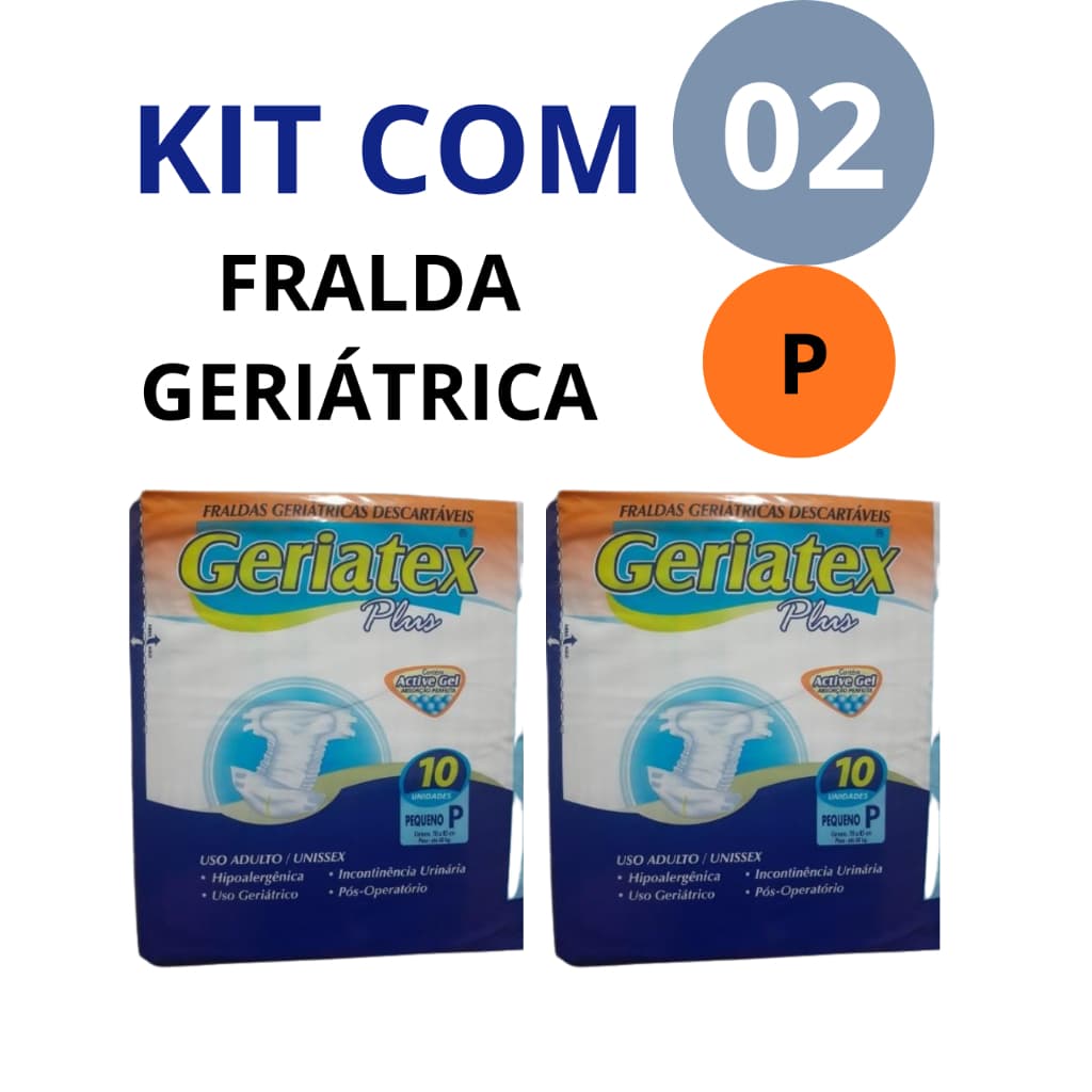 Fralda Geriatex Econômica, Alta Proteção e Barreira Antivazamento, Adulto, Conforto Diurno kit C/ 2 Escolha seu tamanho