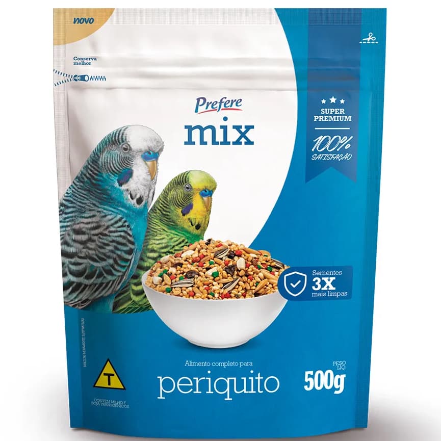 Ração Prefere Super Premium Mix Periquito 500g – Alimentação Completa para Periquito e Agapornis