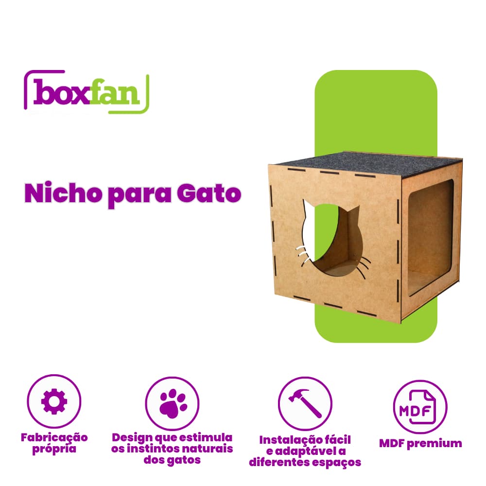 Nicho para Gato de Gatos Toca Suspensa Parede Mdf Arranhador com Carpete