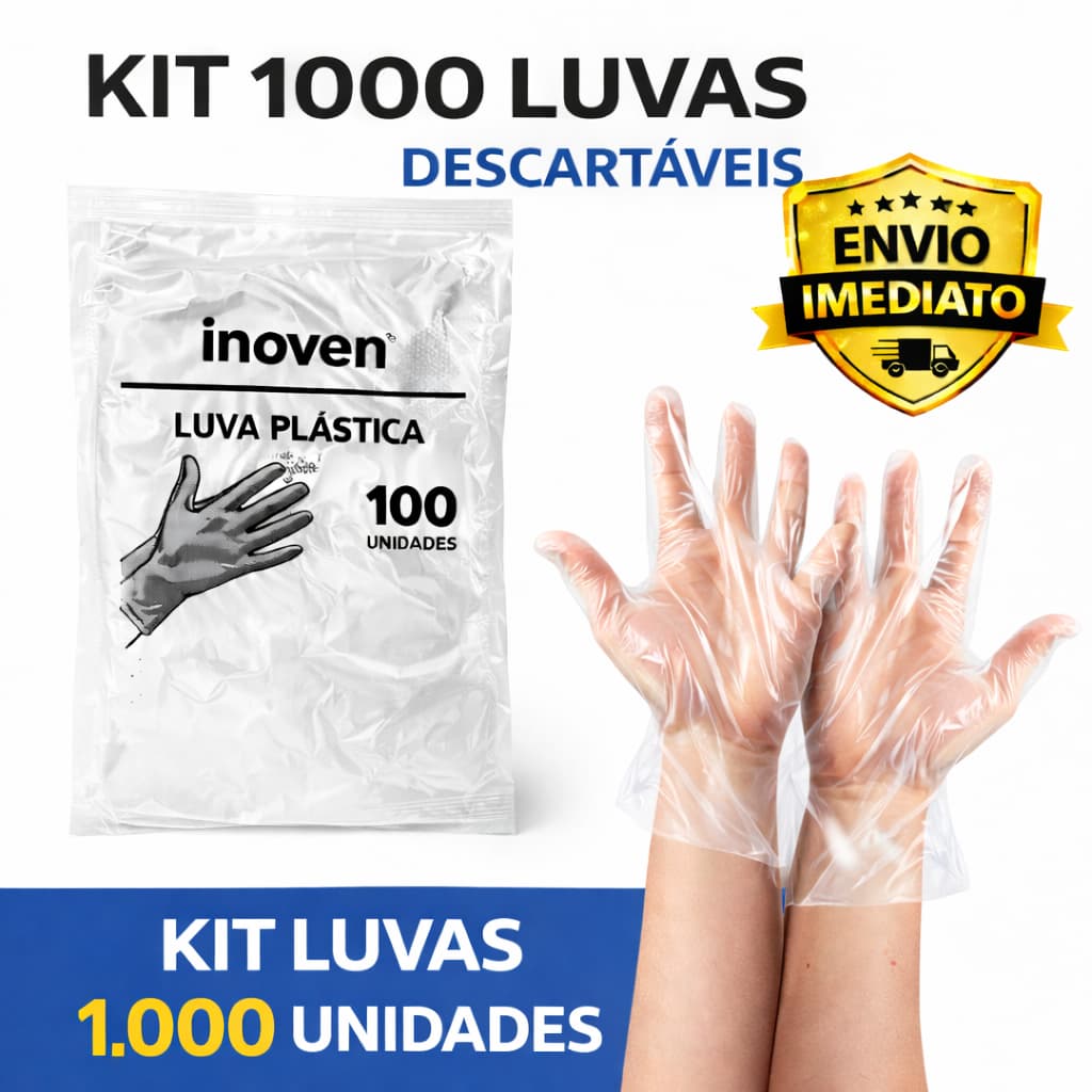 Luva Plástica Descartável Inoven até 10000 unidades Higiene Culinária e Limpeza