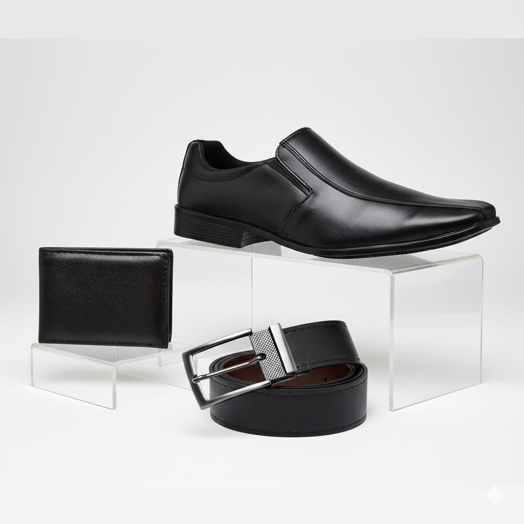 Kit Sapato Social Masculino Com Cinto e Carteira Sapatenis Mocassim Confortável Padrinho Igreja