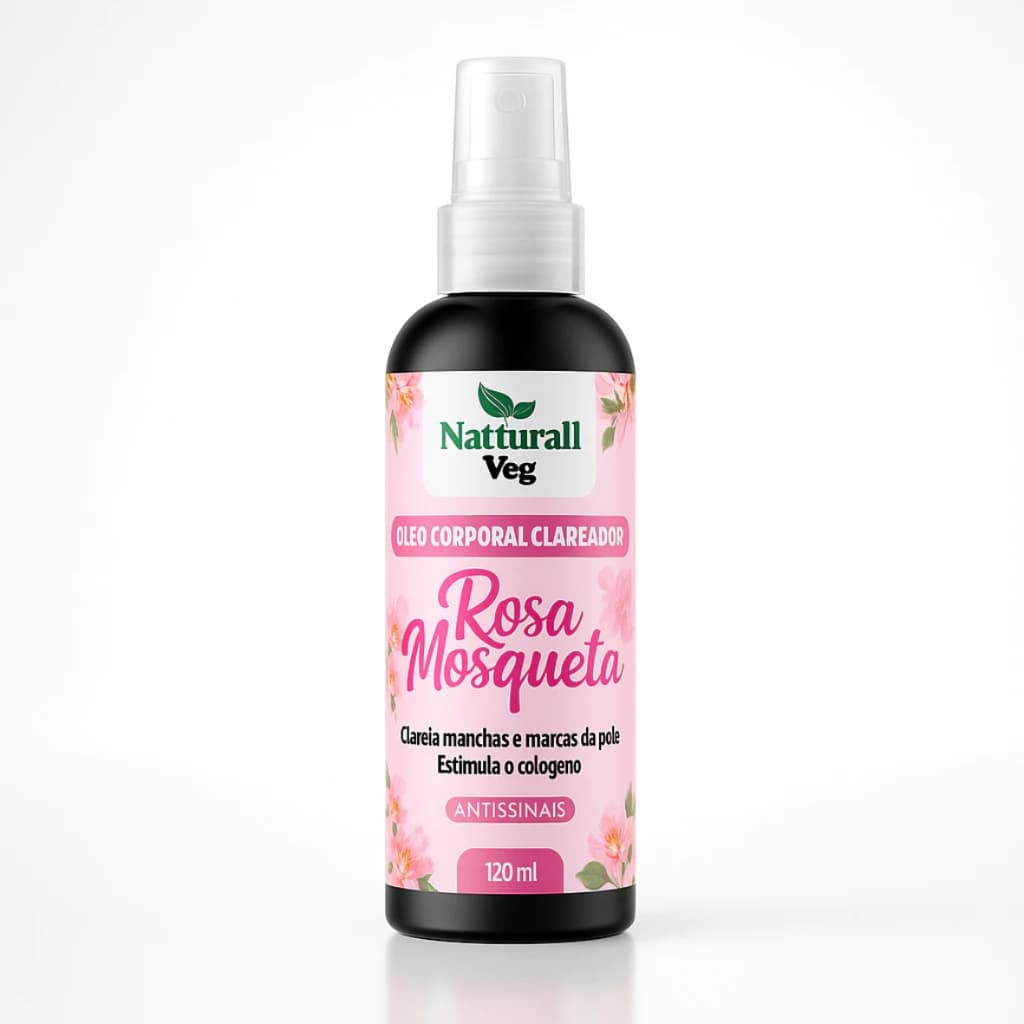 Óleo de Rosa Mosqueta Clareador de manchas, foliculite e estrias vermelhas120l - Natturall-Veg