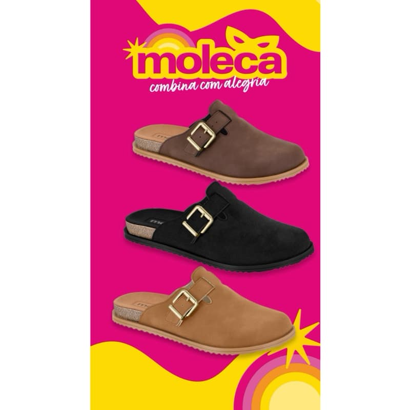Mule Feminino Moleca Conforto Fivela Casual Moda
