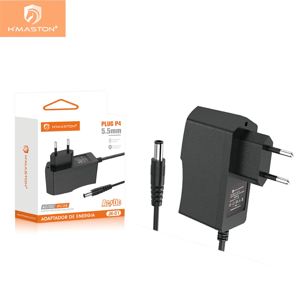 H'maston JK-01 Fonte De Alimentação Bivolt 5v 2a Plugue P4 5.5mm Tv Box