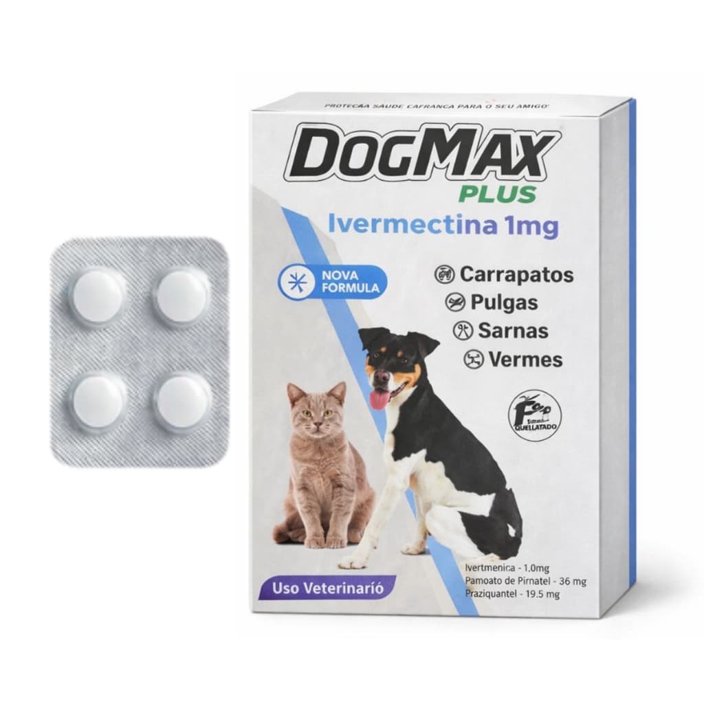 Antiparasitário 4 Em 1 Para Cães e Gatos até 5kg - Ivermectina 1mg Carrapatos Pulgas Verme Sarna